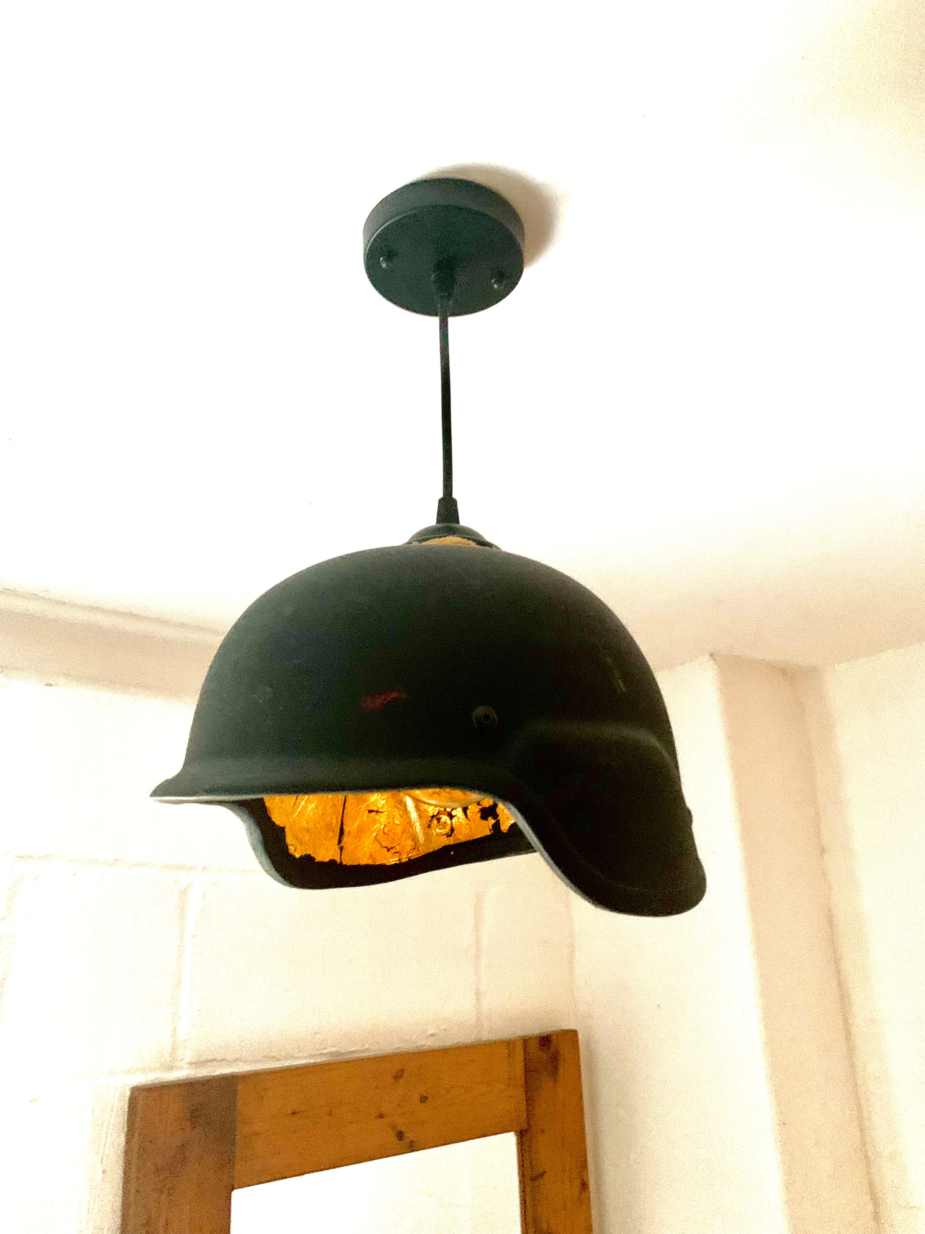 Ballistic Helmet Ceiling Pendant Light